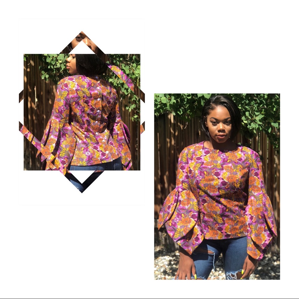 Sunday Flower blouse is handmade. M/L. - Picture 3 of 4